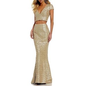 Dress the Population Cara Sequin Two Piece Gown